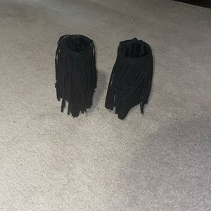 Fringe black heels size 9. Brand name Adriana. Worn 1 time.